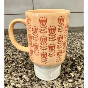 Peach & White Ceramic Tall Floral Travel Mug from Hobby Lobby Market Square Cup